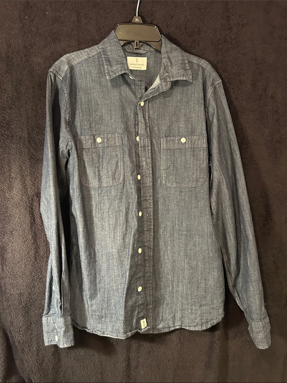 Men's Mutual Weave Button-Up Shirt in Denim Blue